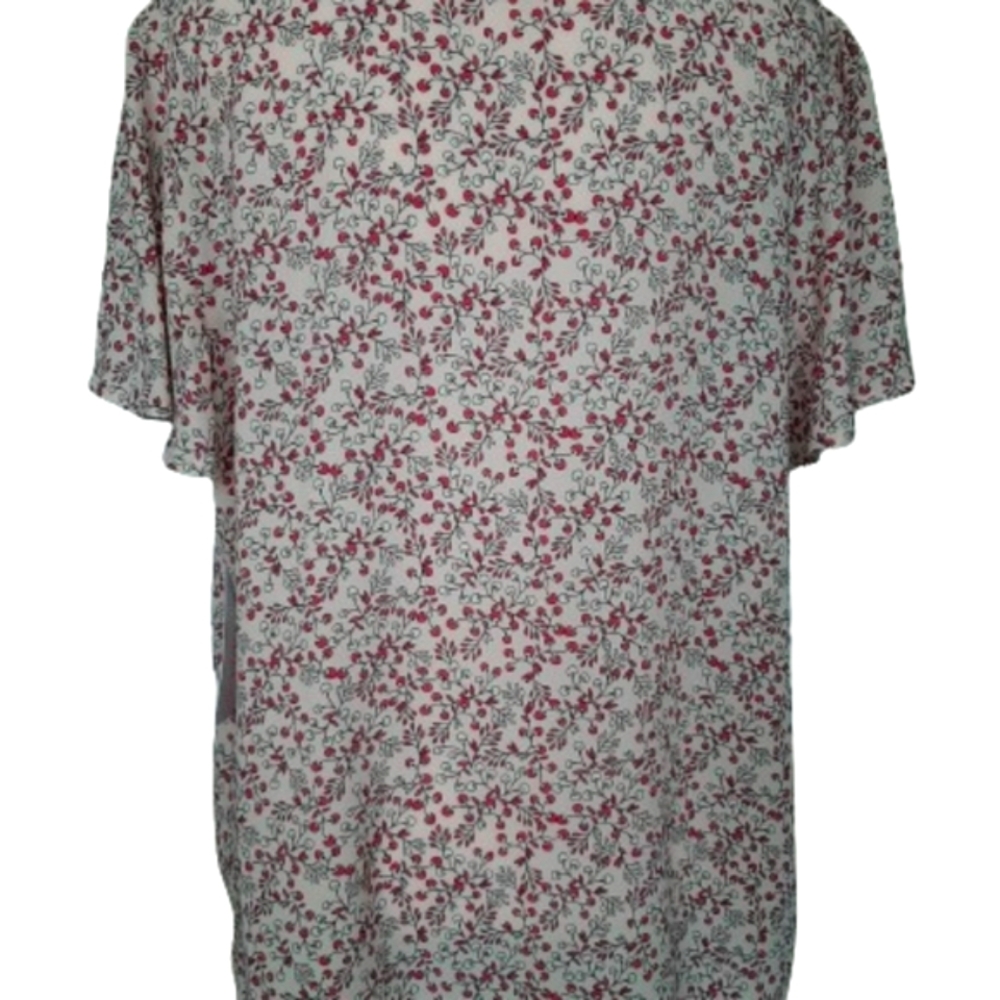 NWT ๐ท LIZ CLAIBORNE - Romantic Short Sleeves Flowery Pink Blouse - Size: L - Picture 5 of 11